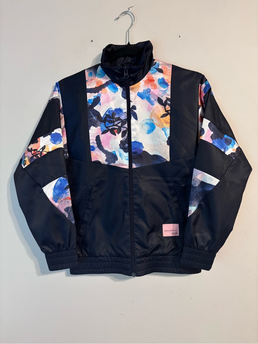 Adidas Equipment Youth Track Jacket Medium 11-12 Floral Black Full Zip EQT